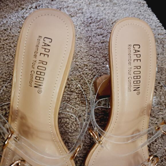 Cape Robbin Kassandra-Shi Clear Strap Nude reverse cone 4" High Heel 8 - Picture 10 of 10